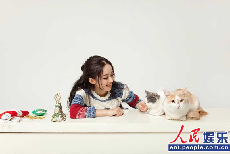 赵丽颖与喵星人拍杂志 温情演绎宠物情缘