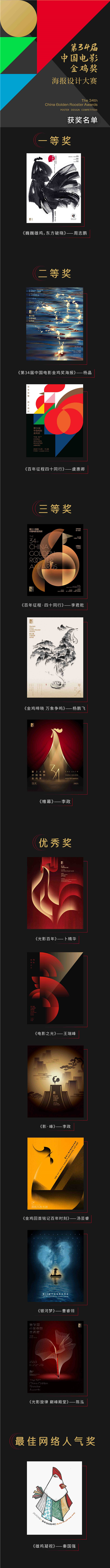 第34届中国电影金鸡奖海报设计大赛获奖名单揭晓