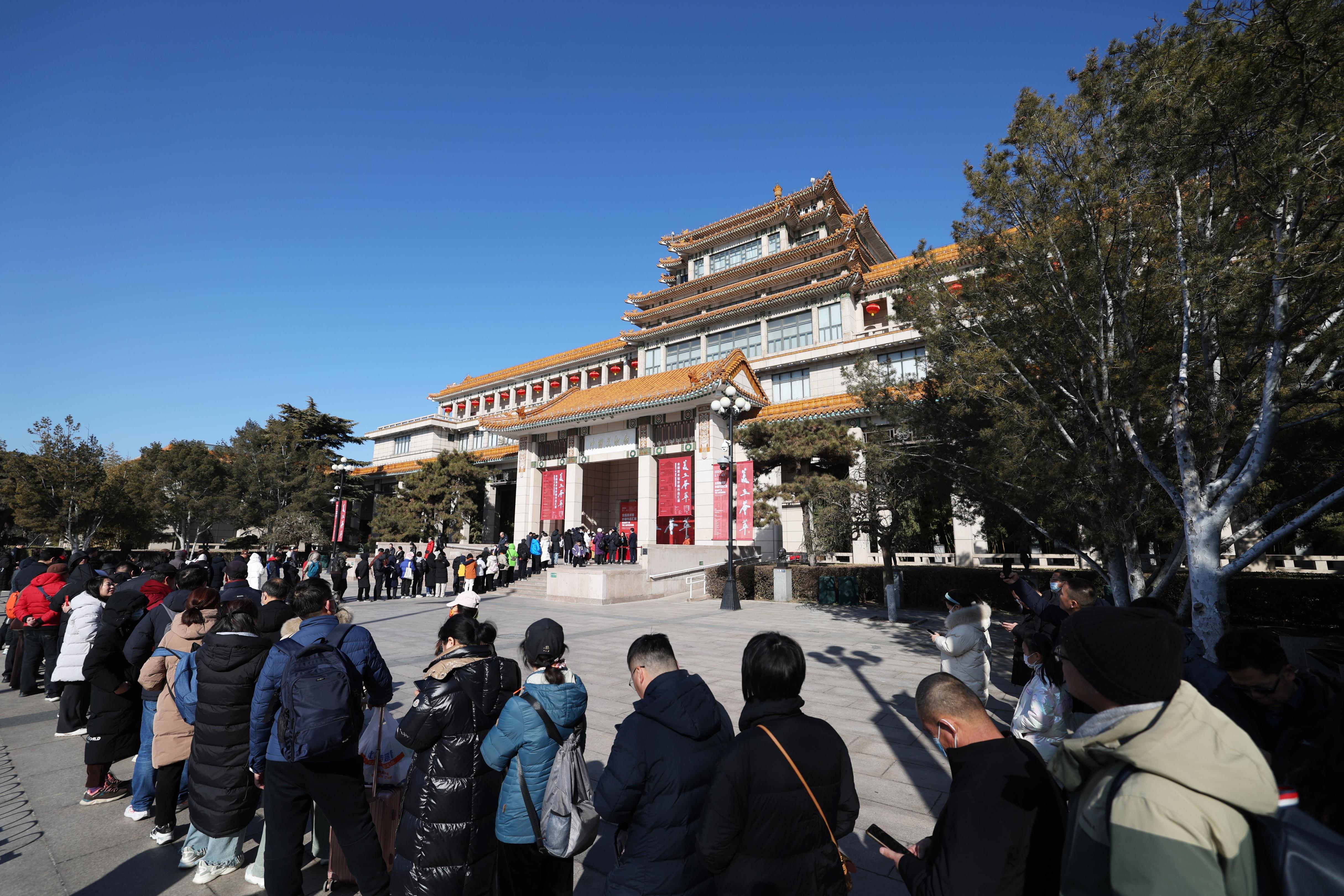 大年初一，中国美术馆举办“送福贺新春”活动。主办方供图