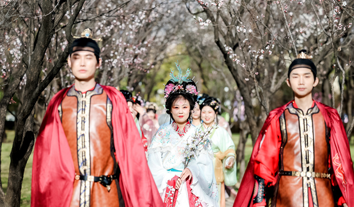 第七届杏花节上的汉服巡游。受访方供图