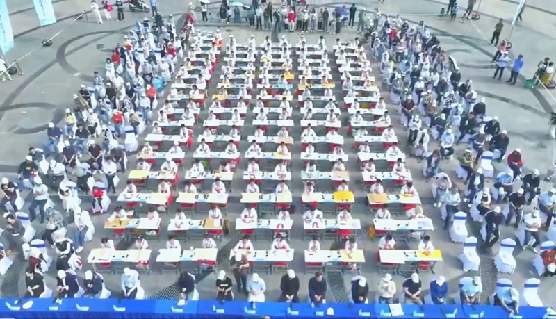 第四届“着汉服写家风”百名学生现场书法比赛活动现场全景