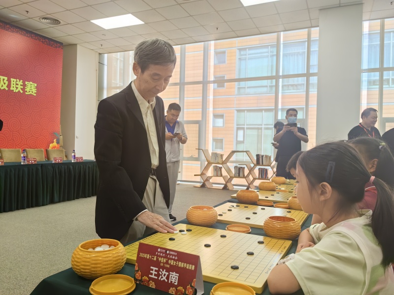 中国围棋协会名誉主席王汝南下指导棋。