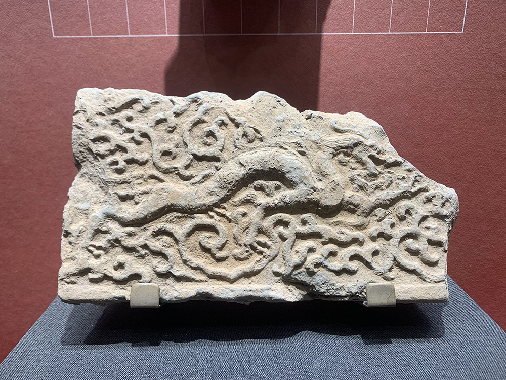 龙纹模印砖残件。人民网记者 韦衍行摄