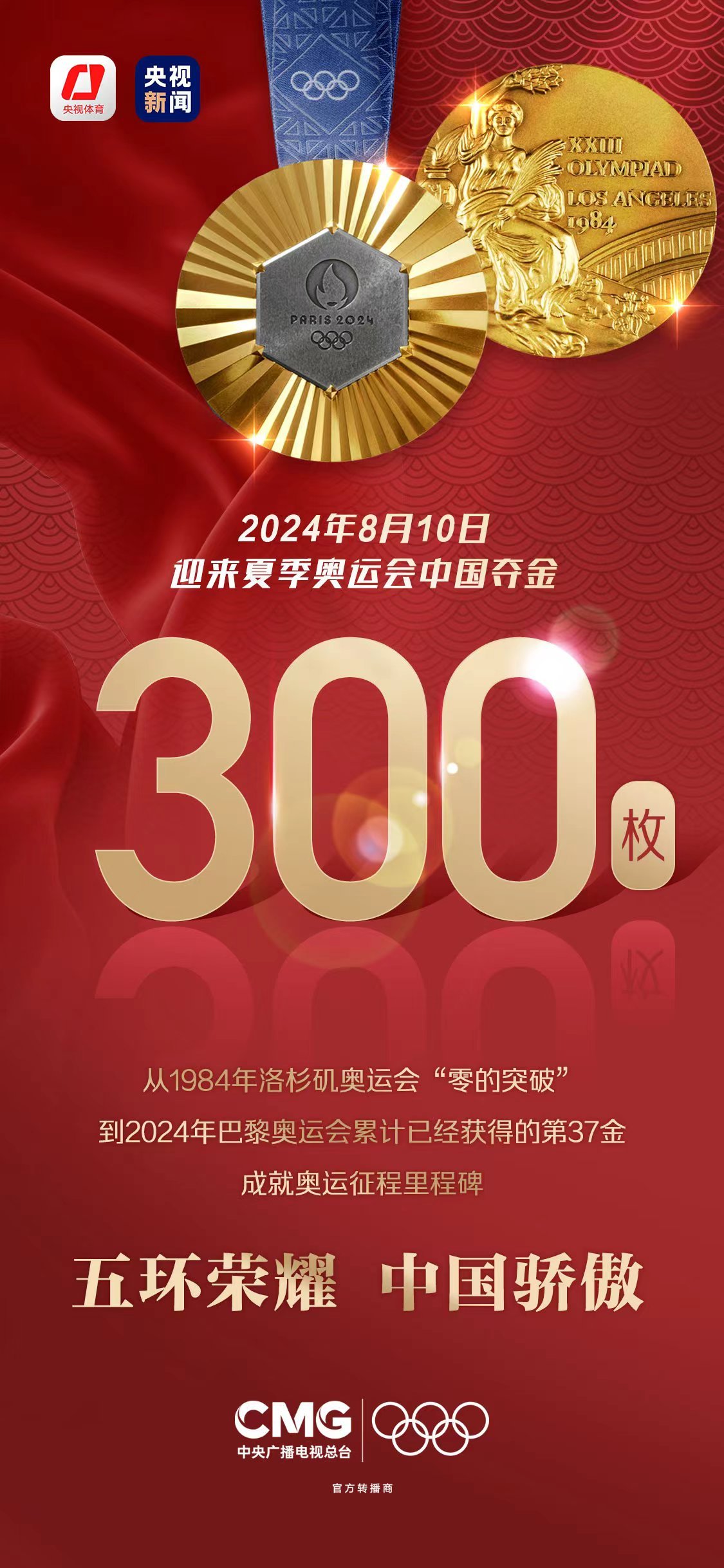 中国队夏季奥运会第300金！国乒女团实现五连冠